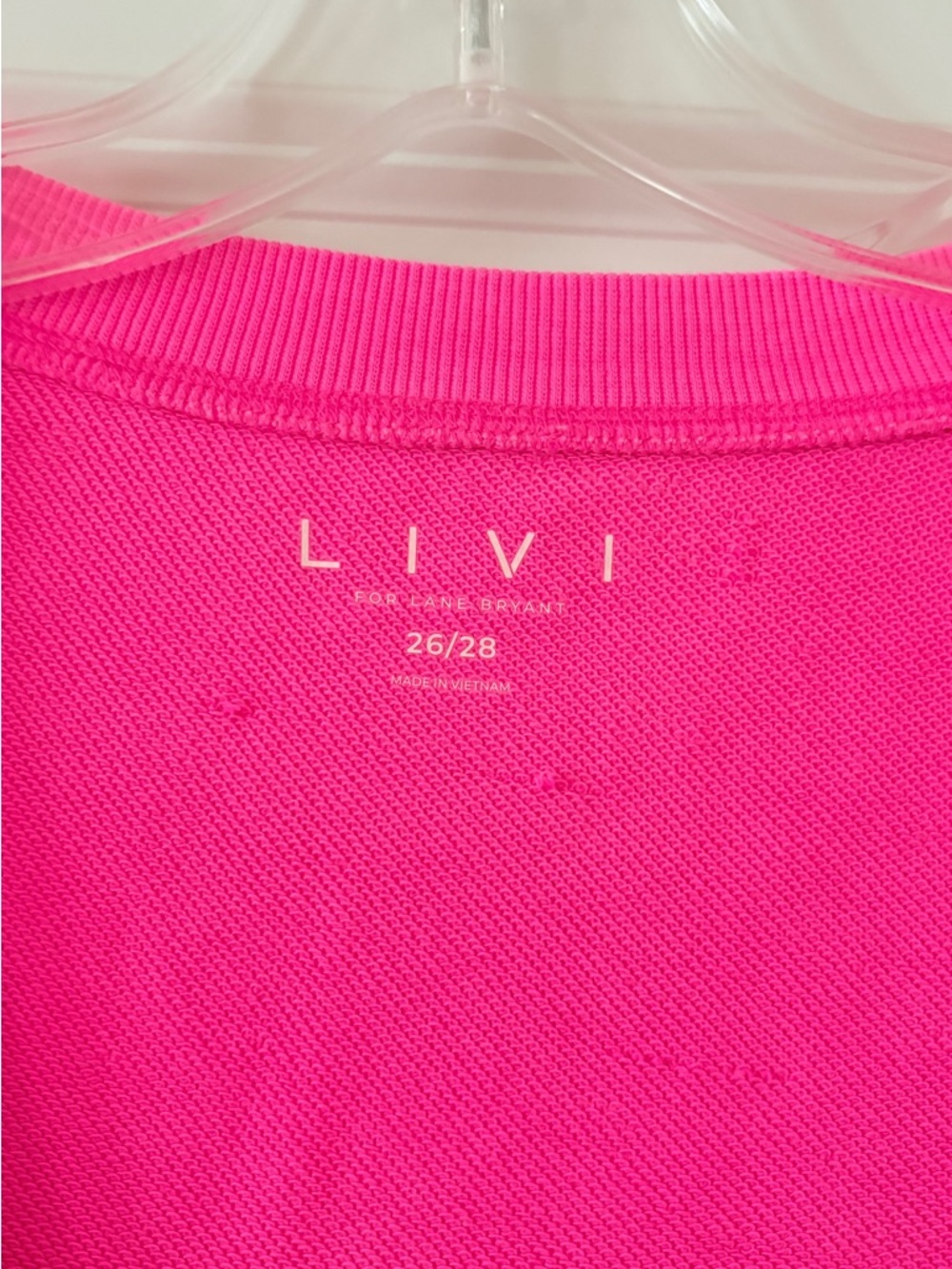 Lane Bryant LIVI Bright Pink Crewneck Pullover - Picture 2 of 4